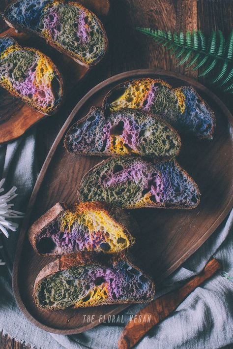 The Floral Vegan | Rainbow Sourdough with All-Natural Coloring 🌈 Sourdough Recipe, Blueberry Powder, Make A Rainbow, Bread Art, Natural Food Coloring, Vegan Blueberry, Happy Pride Month, Baking Bread, Happy Pride