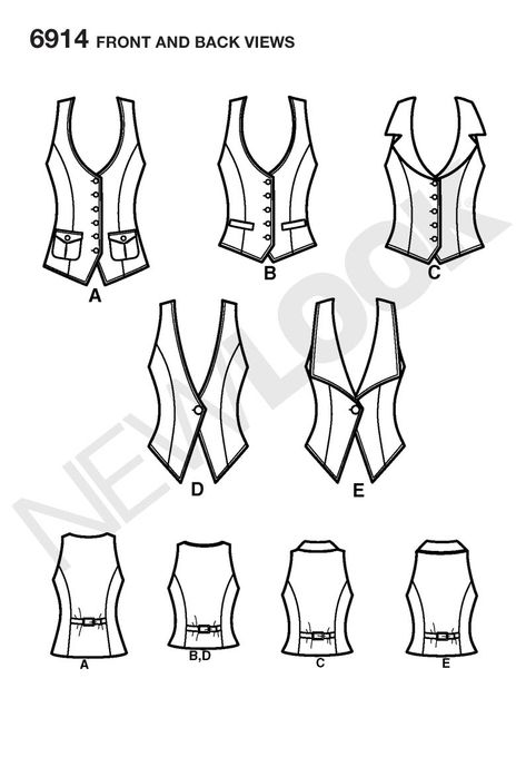 New Look 6914  Misses' Lined Vest Vest Pattern Sewing, Women Top Sewing Pattern, Waistcoat Pattern, Vest Sewing Pattern, Sew Your Own Clothes, New Look Patterns, Blazer Pattern, Women Outerwear, Vogue Patterns