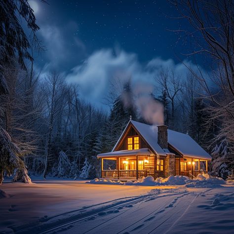 Cozy Winter Haven: A warm, inviting cabin lit up against the tranquil blue of a snowy winter night. #winter #cabin #snow #night #cozy #aiart #aiphoto #stockcake ⬇️ Download and 📝 Prompt 👉 https://stockcake.com/i/cozy-winter-haven_149604_19791 Snowy Winter Night, Cabin Snow, Winter Moodboard, Snow Cabin, Snowy Cabin, Snow Night, Tranquil Blue, Cabin Lighting, Art Help