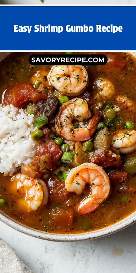 Want to impress with a classic Southern dish? This Easy Shrimp Gumbo Recipe is not only delicious but also easy to make! Perfect for seafood dinner ideas, it’s sure to become a family favorite. Don’t forget to save it for when you want to bring a taste of New Orleans home! Shrimp Gumbo Recipe Easy, Easy Shrimp Gumbo, Seafood Gumbo Recipe Easy, Gumbo Seafood, Shrimp Gumbo Recipe, New Orleans Cooking, Gumbo Recipe Easy, Seafood Dinner Ideas, Cajun Gumbo