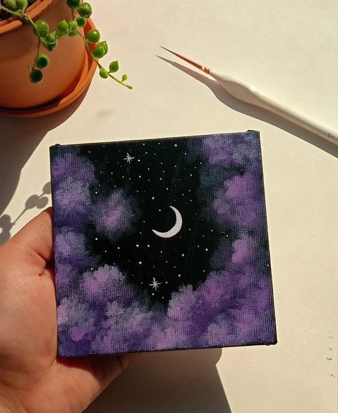 Aesthetic Mini Art Ideas, Mini Cute Painting Aesthetic, Drawing Ideas For Small Canvas, Mini Canvas Cloud Painting, Mini Canvas Inspo Easy, Mini Canvas Art Beginners, Painting On A Small Canvas Easy, Paintings Ideas On Small Canvas, Small Painting Inspiration