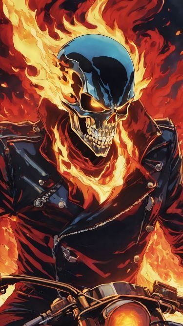 Ghost Rider Artwork, Ghost Rider 3d, Ghost Rider Art, Ghost Rider Drawing, Ghost Raider, Skull Wallpapers, Comic Superheroes, Dope Wallpaper, Japanese Back Tattoo