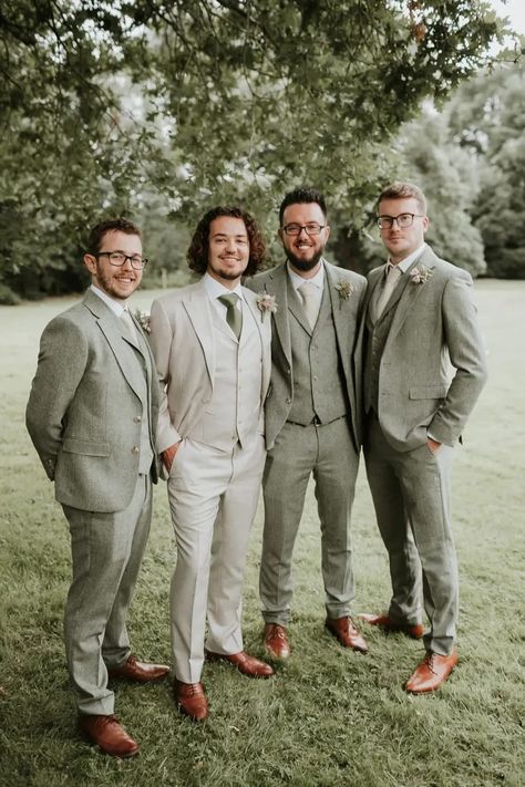 Sage Green Wedding Theme, Green Wedding Suit, Wedding Groomsmen Attire, Men In Suits, Mens Wedding Attire, Groom Wedding Attire, Groomsmen Outfits, Green Themed Wedding, Sage Wedding