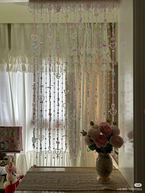 #beadcurtain #roominspo #cute #needs Diy Beaded Curtain, Kawaii Baddie, Beaded Curtains Diy, Curtains Diy, College Dorm Room Essentials, Beaded Curtain, Beads Art, Dorm Room Essentials, Cute Room Ideas