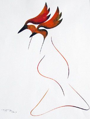 Benjamin Chee Chee, 1st Nations Canadian: 'Two Birds'  1976, gouche on paper 30"x22" Anishinaabe Art, Benjamin Chee Chee, Kettle Art, Red Kettle, Haida Art, Inuit Art, Organic Art, Herons, Spirited Art