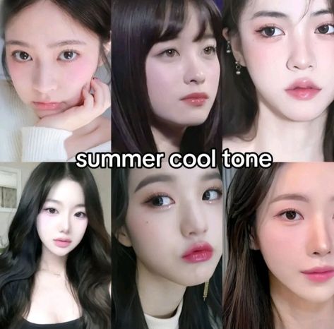 Summer Cool Tone, Cool Tone Makeup, Warm Tone Makeup, Types Of Makeup Looks, Tone Makeup, Asian Makeup Looks, Doll Eye Makeup, Ethereal Makeup, Types Of Makeup