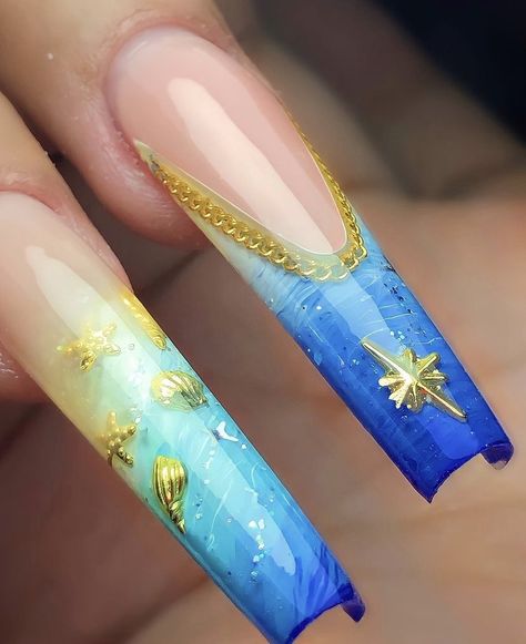 Gell Nails, Tropical Nail Designs, Beach Nail Art, Sea Nails, Nails Designer, Acrylic Toe Nails, Tropical Nails, Manicure Nail Designs, Girly Acrylic Nails