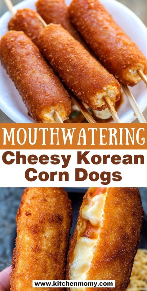 Learn to whip up your own cheesy Korean corn dogs right in your kitchen! Using basic ingredients and a speedy prep process, these corn dogs are a delightful and easy-to-make snack. The combination of gooey cheese and a crunchy exterior is truly irresistible. Perfect for a family get-together or a solo indulgence, this recipe guarantees success with every try. Explore our straightforward approach for consistently amazing results. Korean Hot Dog Recipe, Korean Corn Dog Recipe, Homemade Corndogs, Dogs At Home, Korean Corn, Corndog Recipe, Cheesy Corn, Corn Cheese, Fermented Cabbage