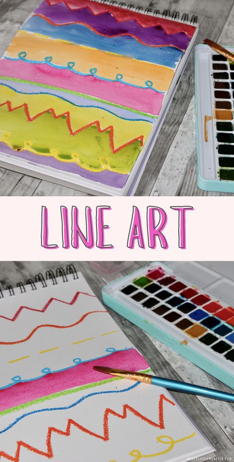 Art Lessons For Kindergarteners, Art Lessons For Homeschoolers, Line Art Elementary Lesson, Arts And Crafts First Grade, Line Exploration Art, Abstract Art For Kindergarten, Elements Of Art For Preschool, Easy Art Elementary, Teaching Line In Art