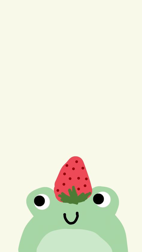 Frog With Strawberry, Strawberry Wallpaper, Simplistic Wallpaper, Frog Wallpaper, Beach Sunset Wallpaper, Emoji For Instagram, Cocoppa Wallpaper, Phone Wallpaper Patterns, Sunset Wallpaper