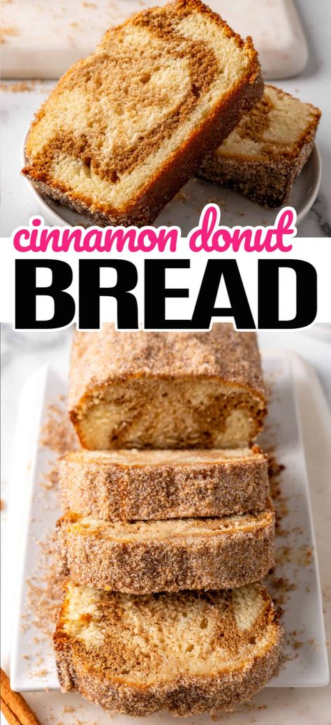 Cinnamon Swirl Donut Bread, Cinnamon Sugar Donut Bread, Cinnamon Doughnut Bread, Cinnamon Sugar Donut Sweet Bread, Cinnamon Donut Bread Recipe, Cinnamon Donut Bread, Donut Bread Recipe, Doughnut Bread, Doughnuts Baked