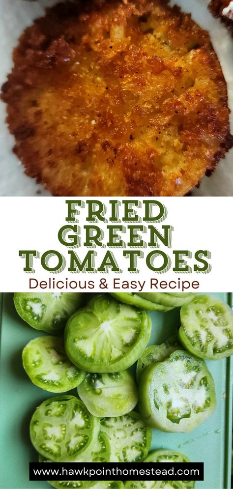 This recipe for easy and delicious fried green tomatoes is a great way to preserve that abundance of green tomatoes that may be left in your garden at the end of the growing season.  Fried green tomatoes are such a treat! The crispy, tangy fried green tomatoes with a bold and savory taste makes a great side dish with hamburgers, hot dogs or even pork chops and steak.  Fried green tomatoes also make a great appetizer or snack and can be served with a delicious dip. What To Do With Green Tomatoes, Fried Green Tomato Recipes, Fryer Green Tomatoes, Green Tomatoes Recipes, Fried Green Tomatoes Recipe Easy, Hamburger Side Dishes, Green Tomato Relish, Canning Tomatoes Recipes, Fried Green Tomatoes Recipe