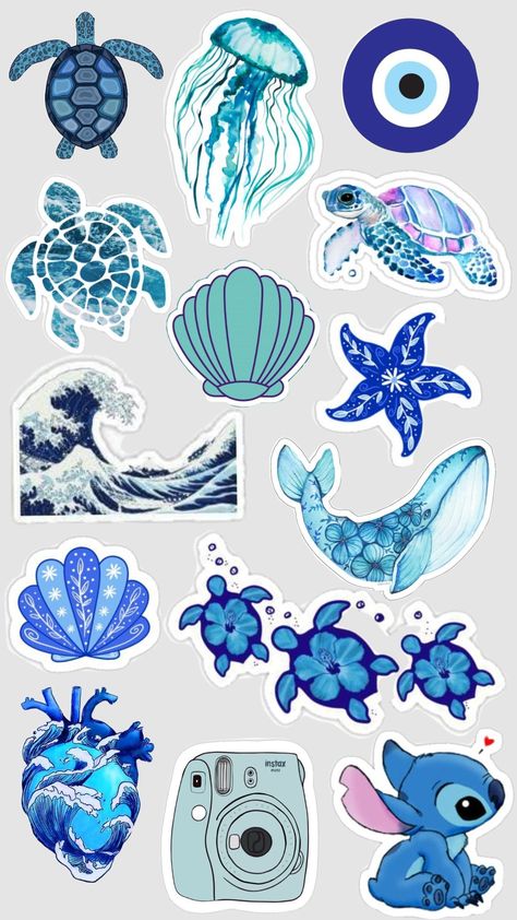 #blue Ocean Stickers Printable, Stickers Packs Printable, Blue Stickers Aesthetic Printable, Blue Journal Stickers, Blue Stickers Aesthetic, Stiker Aestetic, Stiker Printable, School Stickers Labels, Graffiti Text