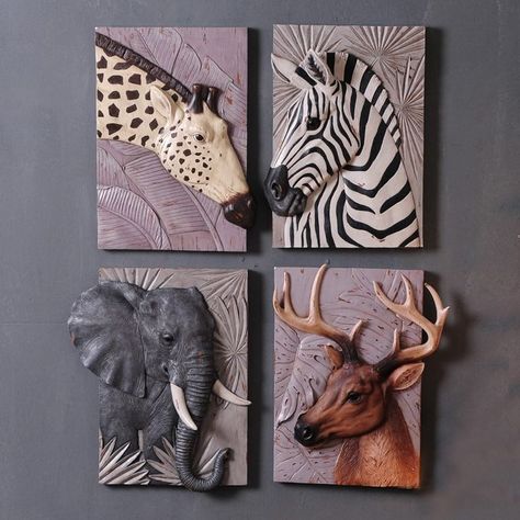 Deer Mural, Resin Wall Hanging, Animal Mural, Clay Wall Art, Art Decor Diy, Soyut Sanat Tabloları, Relief Sculpture, Textured Canvas Art, Animal Painting