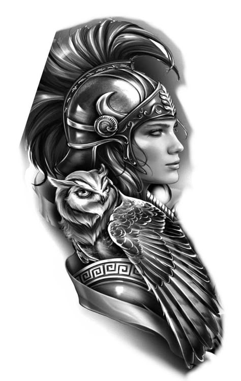 Sparta Tattoo Design, Greek God Tattoo Ideas, Athena Tattoo Design Greek Mythology, Athena Tattoo Design, Greek Tattoo Ideas Mythology, Warrior Tattoo Design, Greek Goddess Tattoo, Athena Tattoo, Greek God Tattoo