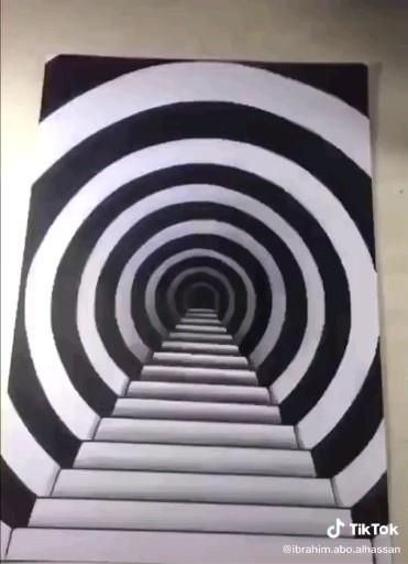 Optical Illusions Art Painting, Geometric Pencil Drawings, Optical Art Painting, 3d Art Simple, Cool Illusions To Draw, Illusion Art Tutorial, Simple Illusion Art, Illusion Painting Ideas, Op Illusion Art