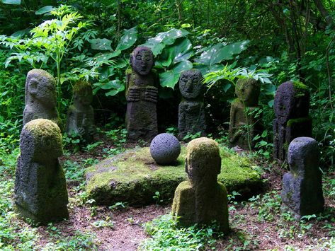 Korean Garden Design, Statue In Forest, Korea Forest, Korean Forest, Korean Garden, Forest Glade, Stone Forest, Stone Park, Japanese Forest