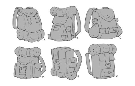 ArtStation - Mirador: Characters and Props, Becca Hallstedt Backpack Prop Design, Dnd Backpack Art, Adventurer Backpack Dnd, Traveler Backpack Concept Art, Dnd Backpack Drawing, Prop Drawing Reference, How To Draw Props, Sci Fi Backpack Concept Art, Adventure Outfit Drawing