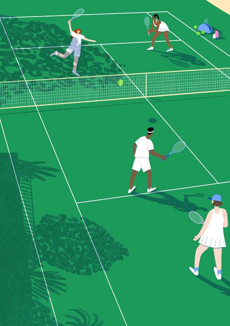 People playing tennis illustration, sports, tennis racket, sunny drawing, people illustrated Tennis Serve Photography, Playing Tennis Drawing, Tennis Court Illustration, Pickleball Painting, Tennis Court Drawing, Karma Core, Sunny Drawing, Tennis Illustration, Tennis Drawing