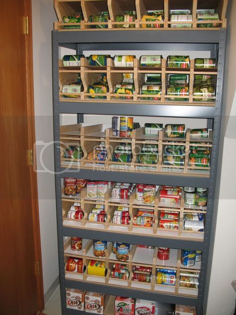 Canned Good Storage, Food Storage Rooms, Food Storage Shelves, Ribbon Storage, Canned Food Storage, Desain Pantry, Trendy Food, Food Storage Organization, Kitchen Pantry Design