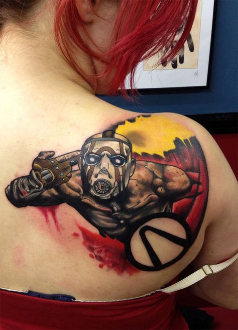 Borderlands Tattoo, Video Game Tattoos, Gamer Tattoos, Nerd Tattoo, Video Game Tattoo, Kunst Tattoos, Geek Tattoo, Tattoos Skull, Gaming Tattoo