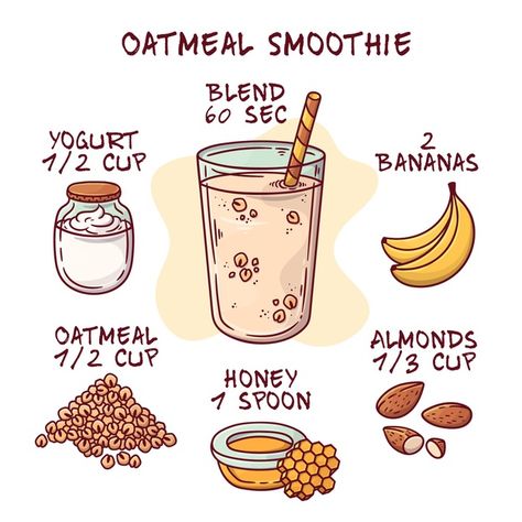 Smoothie Recipes Drawing, Food Recipes Drawing, Recipe Sketchbook, Healthy Food Drawing, Smoothie Drawing, Recipes Drawing, Healthy Smoothie Recipe, Oatmeal Smoothie, Recipe Art