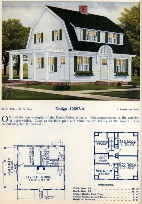 American home designs - Vintage house plans De Stijl, Gambrel Roof House Plans, Brindleton Bay House, Dutch Colonial House Plans, Dutch Colonial Exterior, Gambrel House, Dutch Colonial House, 1920 House, Sims4 Builds