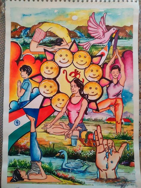 Poster On Yoga Day Drawing, Yoga Poster Making Competition, Yoga Day Drawing Competition, Fit India Poster Drawing Competition, Compition Drawing, Healthy Environment Drawing, Fit India Poster Drawing, Yoga Poster Drawing, Drawing Competition Poster Ideas