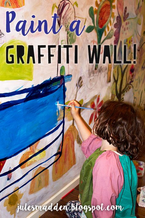 Kids Art Project: Graffiti Art Wall Wall Graffiti Ideas, Graffiti Art Wall, Art Paint Party, Graffiti Ideas, Art Unit, Wall Graffiti, Frame Wall Collage, Genius Hour, Diy Artwork