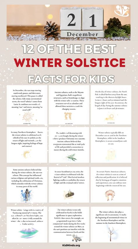 12 of the Best Winter Solstice Facts for Kids - KidMinds Solstice And Equinox Lessons, Winter Solstice Homeschool, Yule Activities For Toddlers, Winter Solstice Preschool Activities, Winter Solstice Kids Activities, Winter Solstice For Kids, Winter Solstice Activities For Kids, Yule For Kids, Yule Activities For Kids