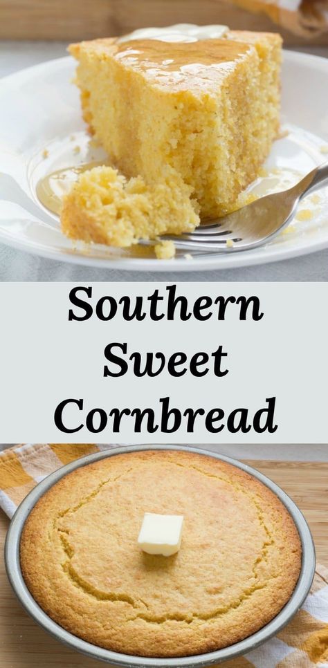 Southern Sweet Cornbread, Southern Recipes Dinner, Easy Southern Cornbread, Southern Cornbread Recipe, Southern Style Cornbread, Southern Recipes Desserts, Southern Cooking Recipes, Deep South Dish, Southern Cornbread