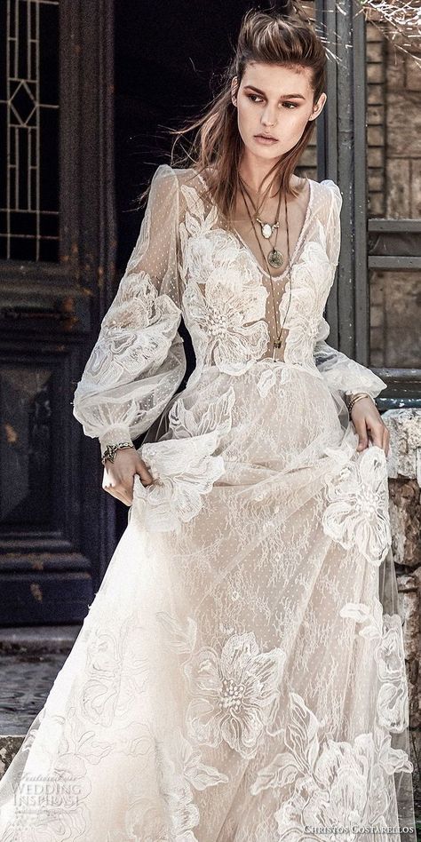 Meghan has said that she likes whimsical designs and this Costarello dress is just that. The pattern on this dress is a little heavy but the fabric and shape are fabulous. Spring 2018 Russian Wedding, Bohemian Wedding Dresses, Beauty Dress, Floral Lace Dress, Planning Ideas, Wedding Dress Inspiration, White Wedding Dresses, Nice Things, A-line Wedding Dress