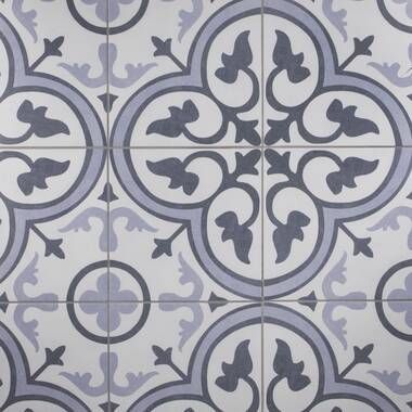 Supreme Tile Ornamento 10" x 10" Porcelain Patterned Wall & Floor Tile | Wayfair Patterned Wall, Moroccan Wall, Historic Renovation, Tiles For Wall, Tile Ceramic, Best Floor Tiles, Merola Tile, Marble Mosaic Tiles, Encaustic Tile