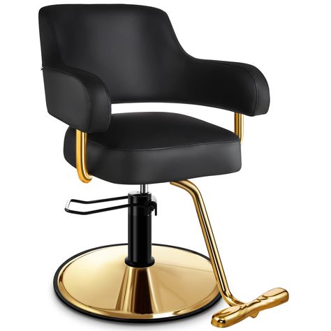 PRICES MAY VARY. 💕【𝐂𝐨𝐦𝐟𝐨𝐫𝐭𝐚𝐛𝐥𝐞 𝐒𝐞𝐚𝐭𝐢𝐧𝐠】- Baasha gold salon chair is designed to provide comfortable seating for long periods of time, making it perfect for salon services such as haircuts and styling. The seat and backrest are padded and upholstered in a soft, plush material, and the chair features an adjustable height and 360°swivel to ensure that clients can find the perfect position. 💕【𝐀𝐭𝐭𝐫𝐚𝐜𝐭𝐢𝐯𝐞 & 𝐒𝐭𝐲𝐥𝐢𝐬𝐡 𝐃𝐞𝐬𝐢𝐠𝐧】- This salon chair is not only functi Vintage Salon Decor, Gold Salon, Salon Suite Decor, Stylist Chair, Hair Salon Chairs, Hairdressing Chairs, Salon Suites Decor, Drafting Chair, Hair Salon Decor