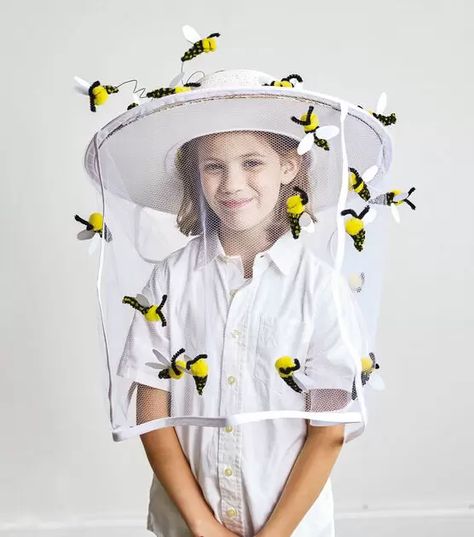 How To Make Beekeeper Costume Headpiece Online | JOANN Beekeeper Costume, Crazy Hats, Diy Halloween Costume, Kids Dress Up, Creative Costumes, Homemade Halloween, Up Costumes, Book Week, Baby Halloween Costumes