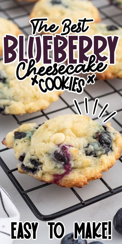 Lemon Blueberry Cheesecake Cookies, Blueberry Cheesecake Cookies, Blueberry Cookies Recipes, Blueberry Pudding, Cheesecake Cookies Recipes, Lemon Cookies Easy, Blueberry Desserts Recipes, Blueberry Cookies, Blueberry Desserts