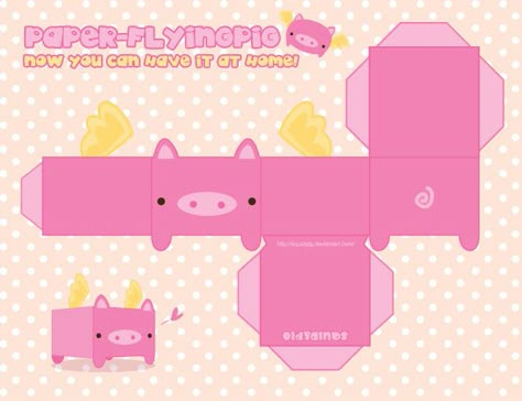 Paper Flying Pig by SquidPig Pig Template Free Printable, Pig Paper Craft, Origami Pig, Pig Crafts, Mini Pigs, Flying Toys, Snowman Gifts, Paper Doll Template, Fun Crafts To Do