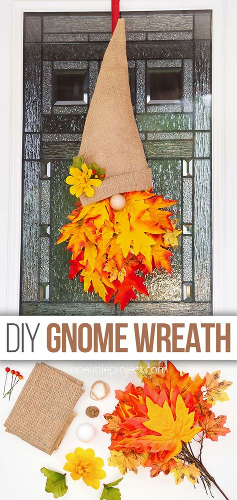 Diy Fall Gnome Door Wreath, Thanksgiving Gnome Wreath, Gnome With Fall Leaves Beard, Fall Theme Crafts For Adults, Diy Fall Gnome Wreath, Fall Leaf Gnome Door Hanger, Fall Crafts Garland, November Arts And Crafts For Seniors, Simple Fall Crafts For Seniors Easy