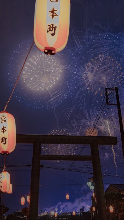 Anime Fireworks Wallpapers, Anime Fireworks Background, Fireworks Anime Wallpaper, Firework Wallpaper, Japan Fireworks, Fireworks Aesthetic, Lantern Wallpaper, Firework Painting, Wallpapers Christmas