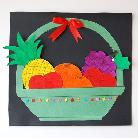 Fruit Preschool, Fruits And Vegetables Activities, Fruit Basket Craft, Diy Study Table, Vegetable Crafts, Paper Fruit, Fruit Crafts, Basket Crafts, Fruit Party