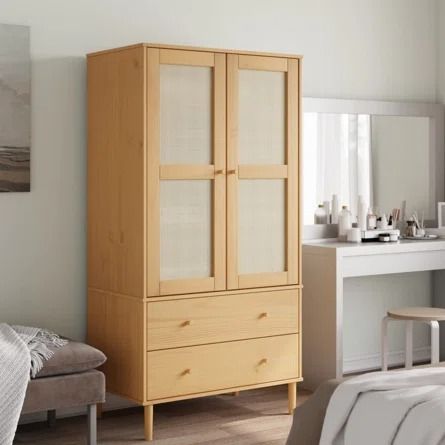 Bayou Breeze Arrick Armoire | Wayfair Painted Armoires, Nursery Armoire, Wardrobe Wood, Armoire Ideas, Wooden Armoire, Painted Armoire, Drawer Dimensions, Wood Armoire, Bedroom Armoire