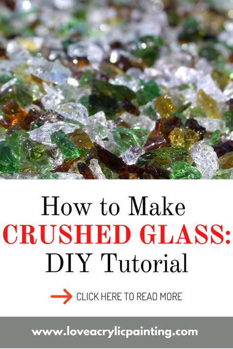 How To Crush Glass Diy, Crushed Glass Art Ideas, How To Make Glass Art, Shattered Glass Art Diy, Crush Glass Art, Crushed Glass Crafts Projects, Sea Glass Window Art Tutorial, Crazy Glass Lady, Diy Crushed Glass Projects