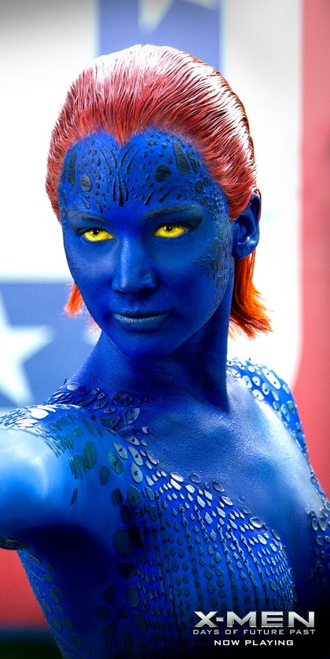 Jennifer Lawrence as Mystique in X-men: Days of Future Past. Mystique Xmen, Mystique Marvel, Xman Marvel, Days Of Future Past, Man Movies, Marvel X, Marvel Dc Comics, Xmen, Jennifer Lawrence