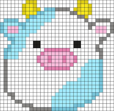 Perler Beads Ideas Squishmallow, Perler Beads Cows, Melty Bead Patterns Squishmallow, Pixel Squishmallow, Squish Mellow Perler Bead Patterns, Stuff To Make With Perler Beads, Perler Bead Cow Pattern, Pearlier Beads Patterns, Cow Bead Pattern