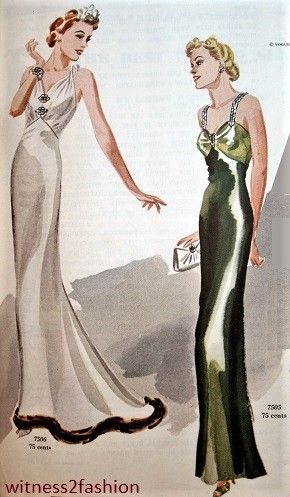 Evening Gown Pattern, 1930s Gown, Vintage Fashion 1930s, 1930 Fashion, Decades Of Fashion, Patron Vintage, 30s Fashion, 20th Century Fashion, History Fashion