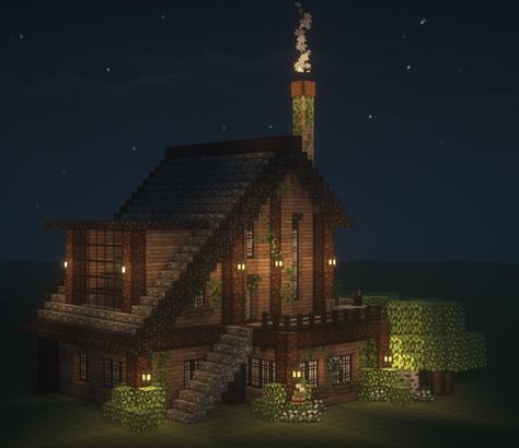 Minecraft Houses With Spruce, Cool Spruce Houses Minecraft, Barndominium Ideas Minecraft, Minecraft Spruce And Dark Oak House, Cool Minecraft Roofs, Minecraft Craftsman House, Mincraft Idea Houses Oak, Spruce And Cobblestone House Minecraft, Aesthetic Big Minecraft Houses