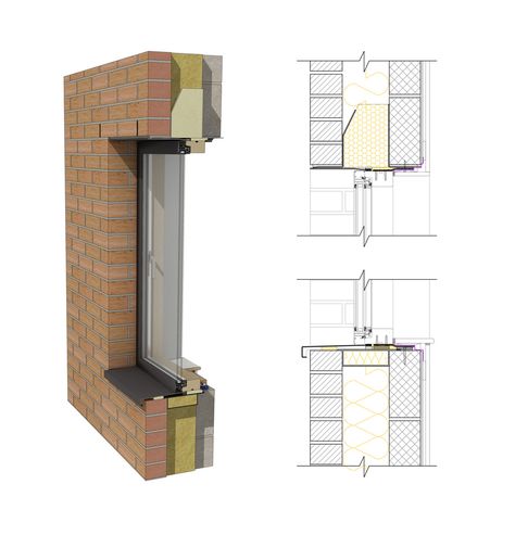 Roof Detail Architecture, Wall Drawing Ideas, Window Structure, House Ventilation, Construction Details Architecture, Window Construction, Window Architecture, Brick Cladding, Concept Models Architecture