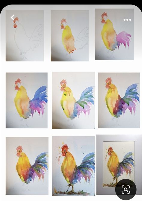 Watercolor Chickens, Chicken Watercolor, Rooster Watercolor, Watercolor Chicken, Learn Watercolor Painting, Rooster Painting, Bird Watercolor Paintings, Watercolor Paintings For Beginners, Diy Watercolor Painting