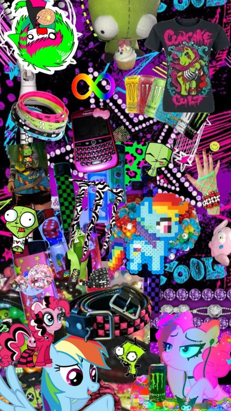 Scene Kid Wallpaper, Scenecore Wallpaper, Scene Core Wallpaper, Scene Kid Art, Scene Emo Art, 2000s Scene, Scene Aesthetic, 2000s Art, Scene Wallpaper