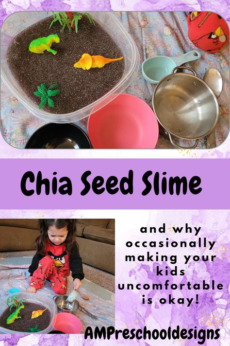 Chia Seed Slime Sensory Bin - AM Preschool Designs Chia Slime Sensory Bin, Non Toxic Sensory Activities, Seed Crafts Preschool, Chia Seed Slime Recipe, Slime Sensory Bin, Chia Slime, Chia Seed Slime, Chia Slime Recipe, Chia Seed Sensory Bin